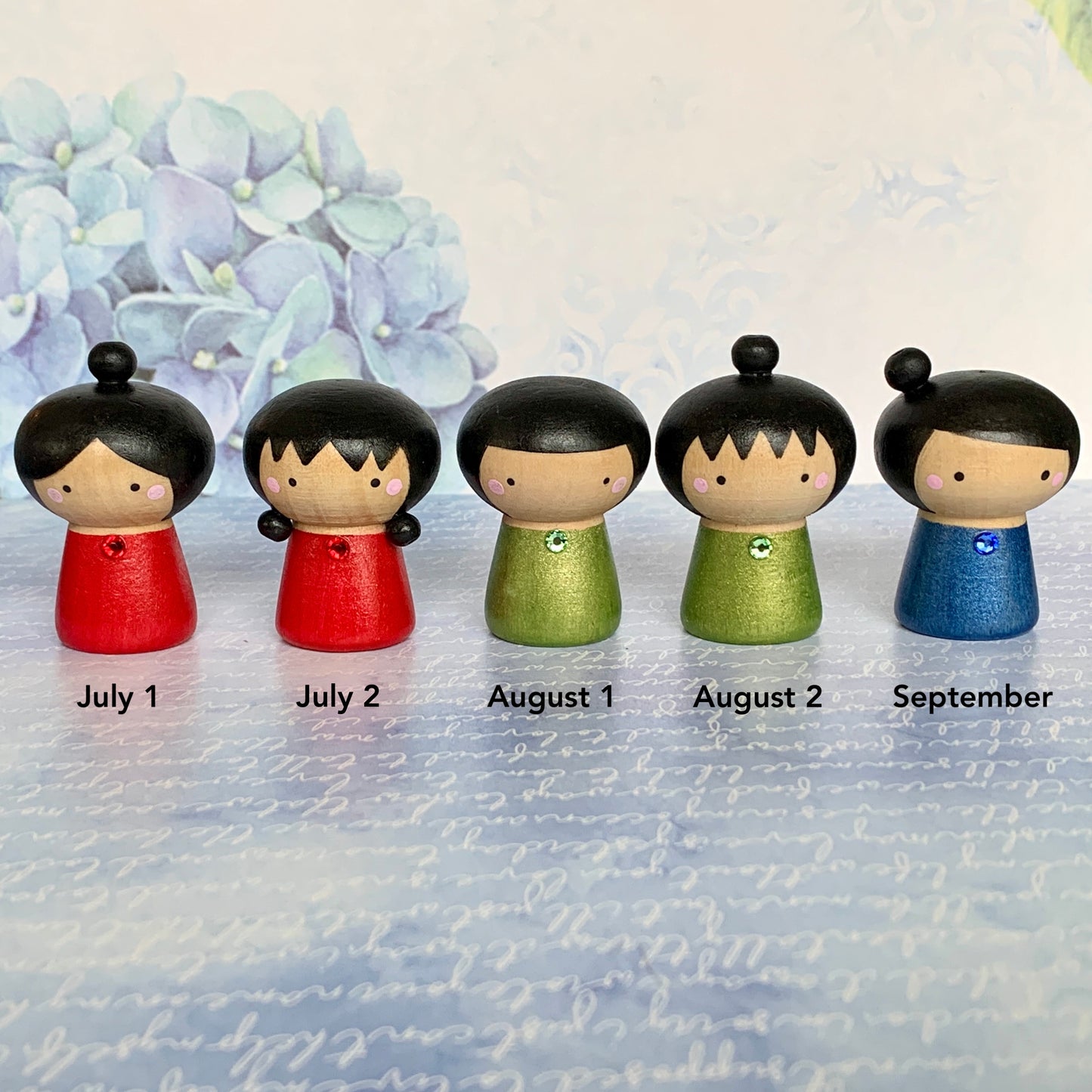 Mini Kokeshi Dolls - Birthstone