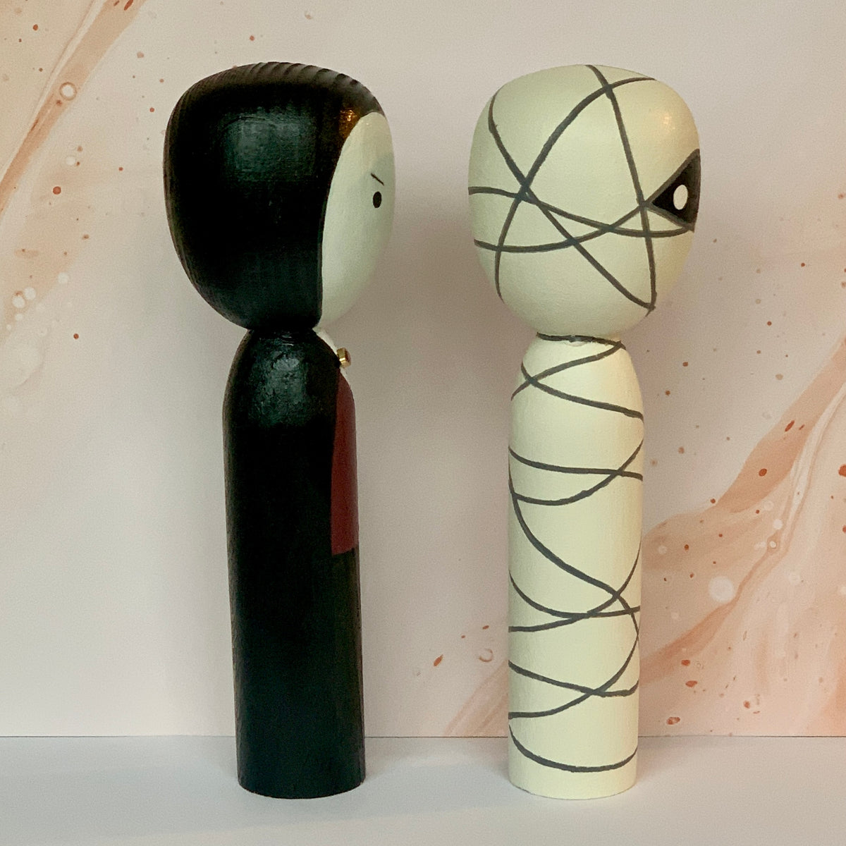 Kokeshi Doll Set - Dracula & The Mummy