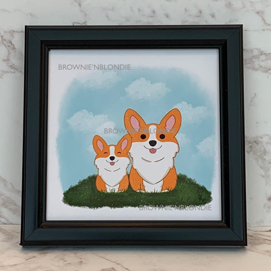Framed Art Print - Corgi Buddies