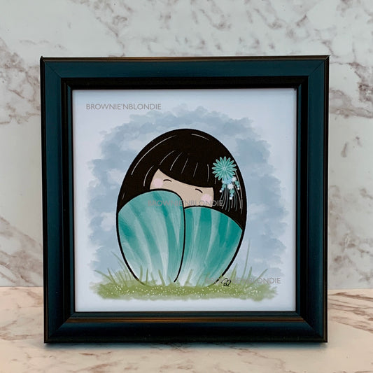 Framed Art Print - Aqua Kimono