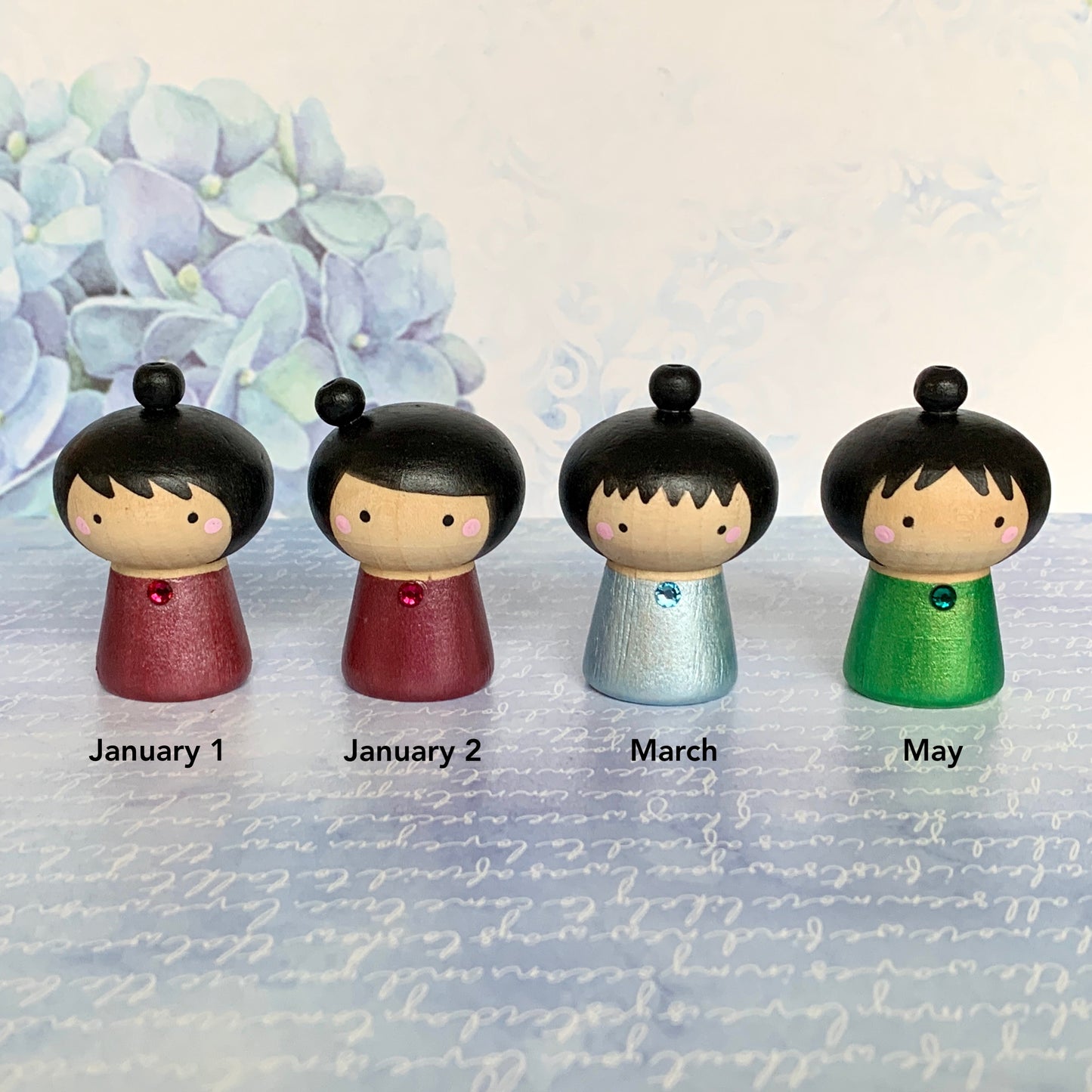 Mini Kokeshi Dolls - Birthstone