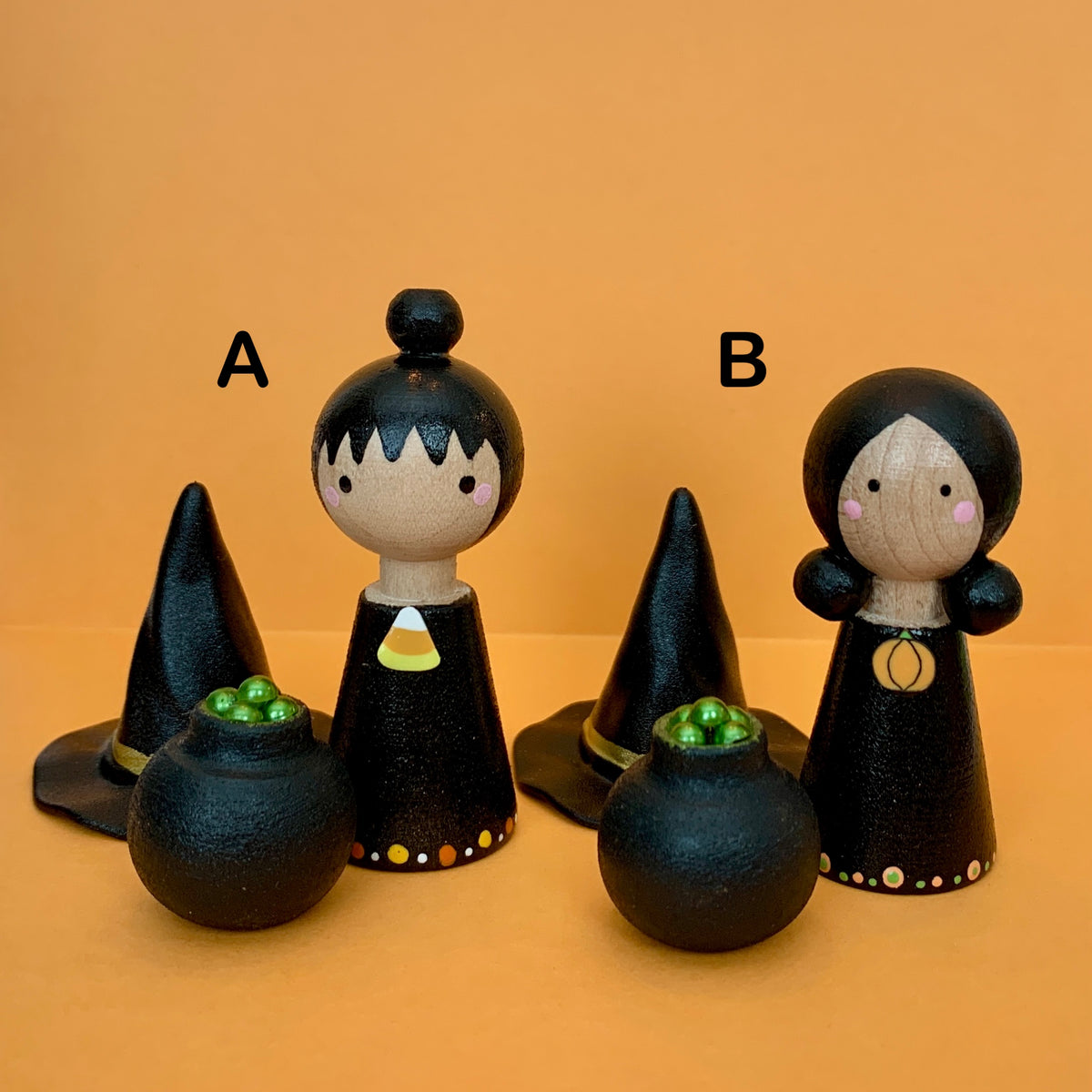 Kokeshi Doll Witch with Cauldron
