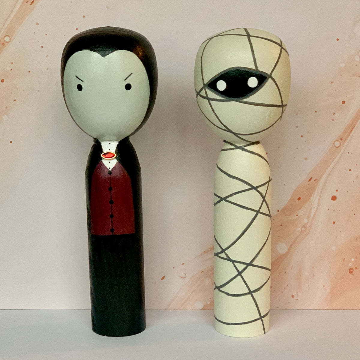 Kokeshi Doll Set - Dracula & The Mummy