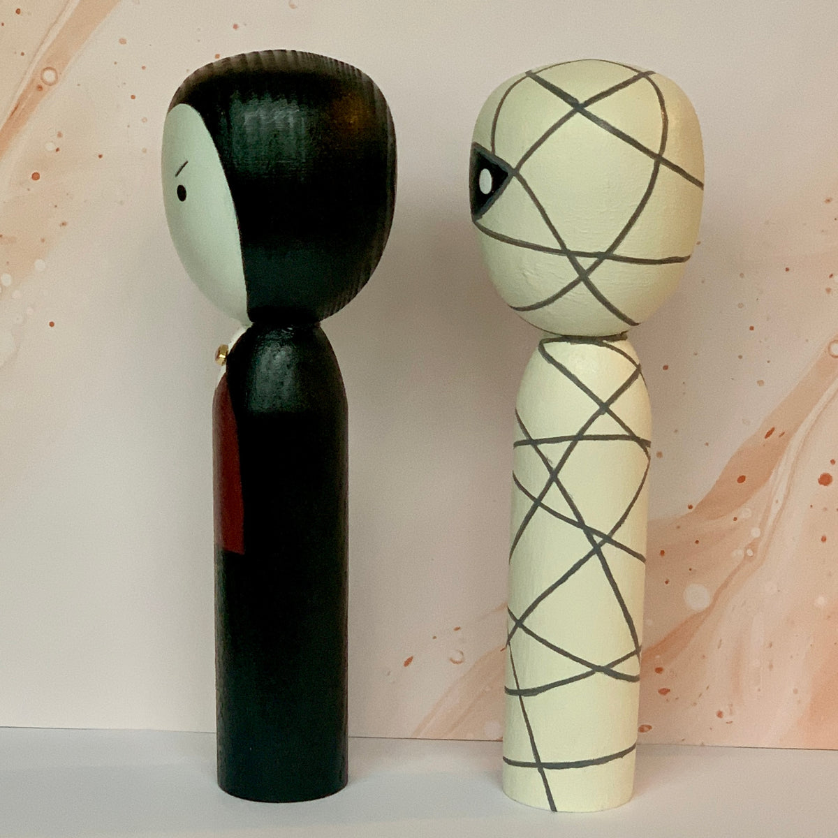 Kokeshi Doll Set - Dracula & The Mummy