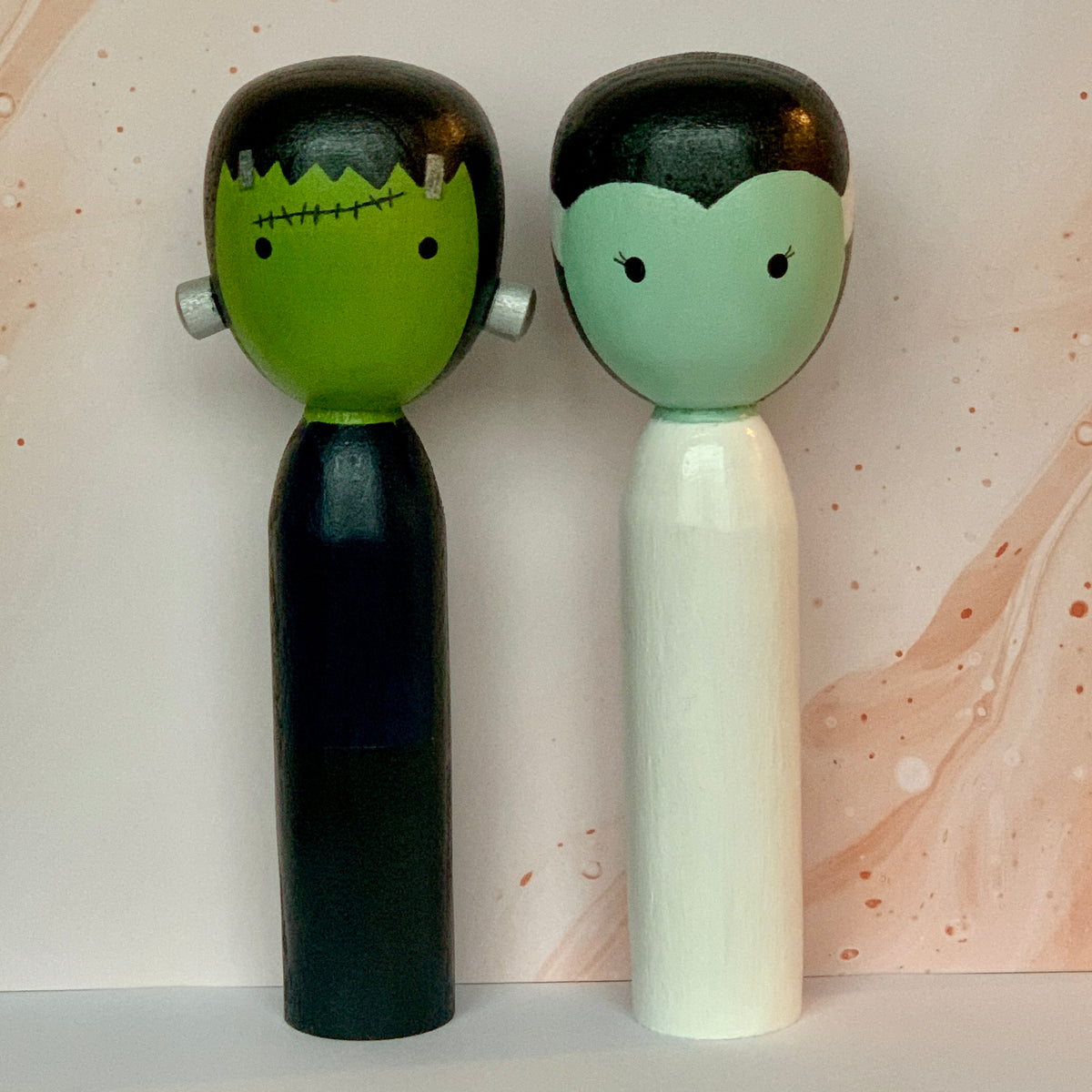 Kokeshi Doll Set - Frankenstein & The Bride of Frankenstein