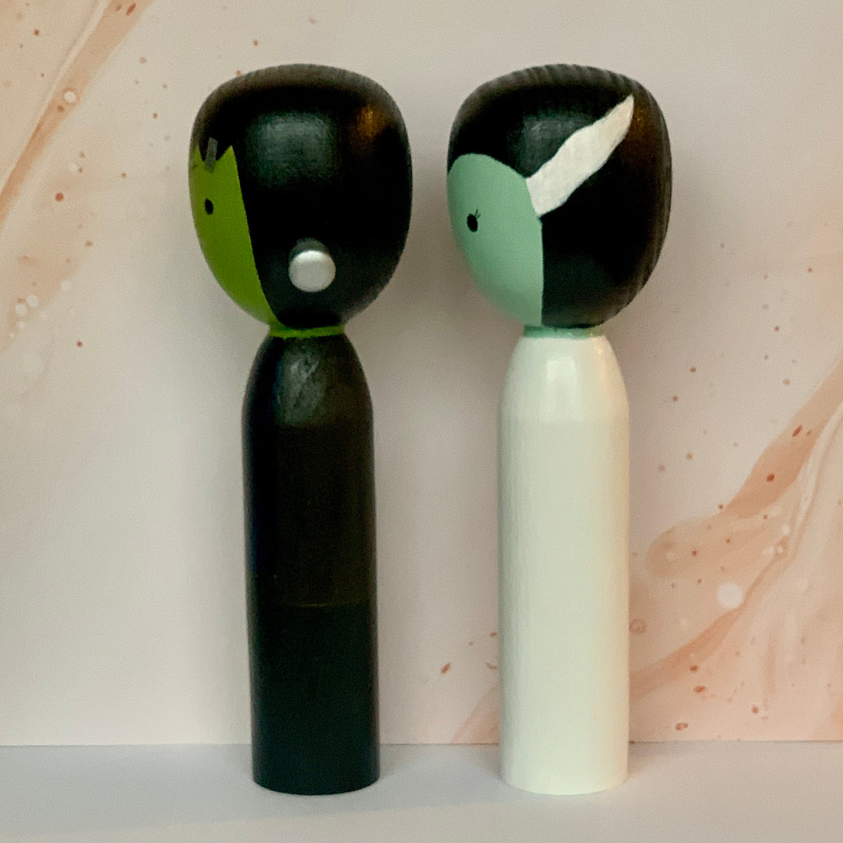 Kokeshi Doll Set - Frankenstein & The Bride of Frankenstein
