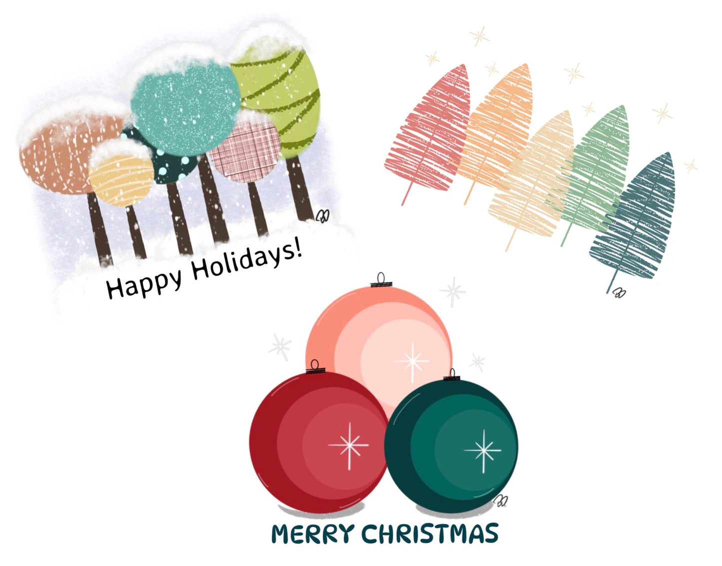 Pastel Holiday Greeting Card Set