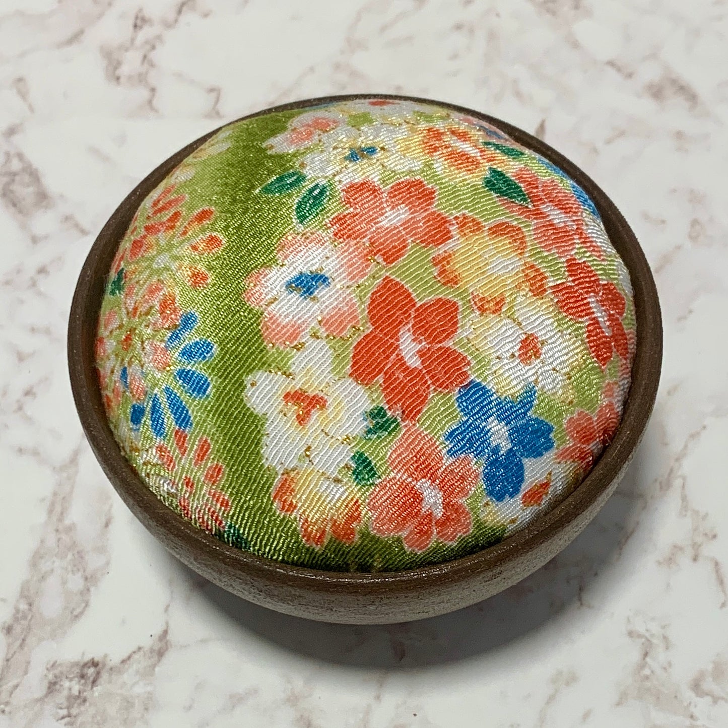 Pin Cushion Large Bowl - Green Floral