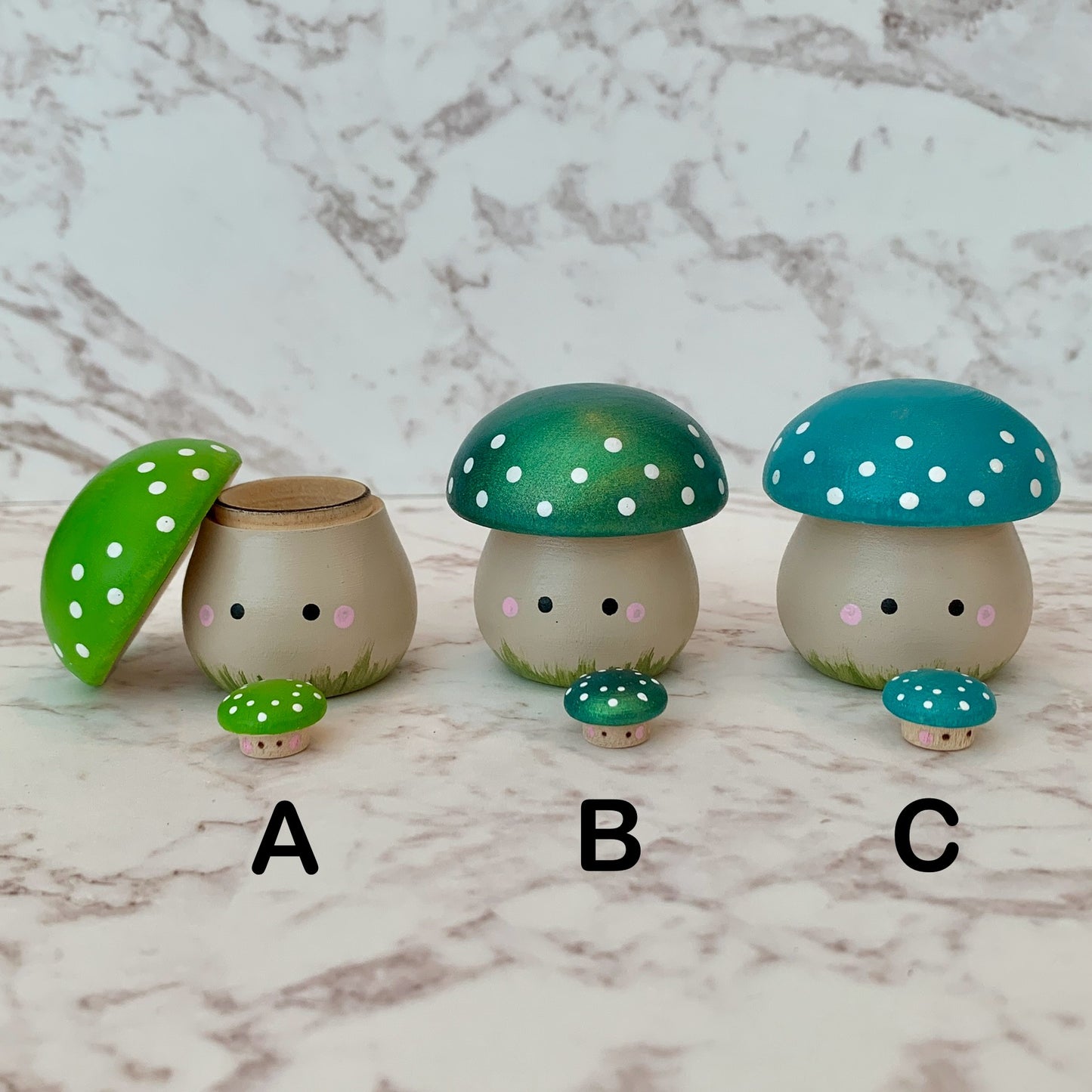 Mushroom Trinket Boxes (Greens)