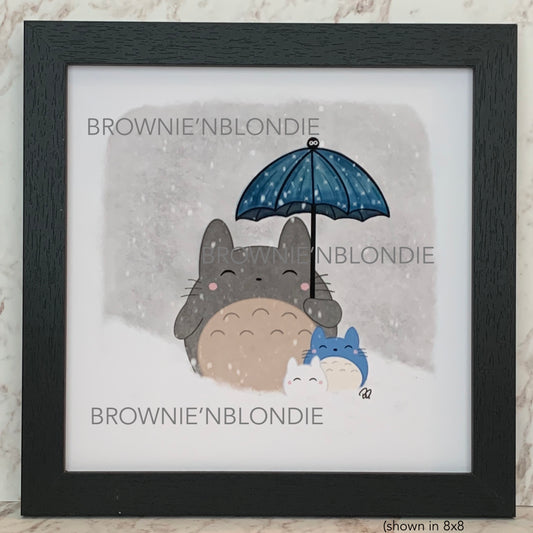 Framed Art Print - Under the Snowy Umbrella