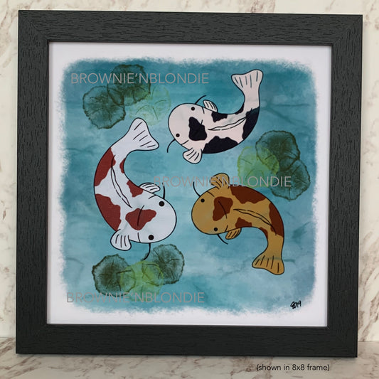 Framed Art Print -  Koi Trio