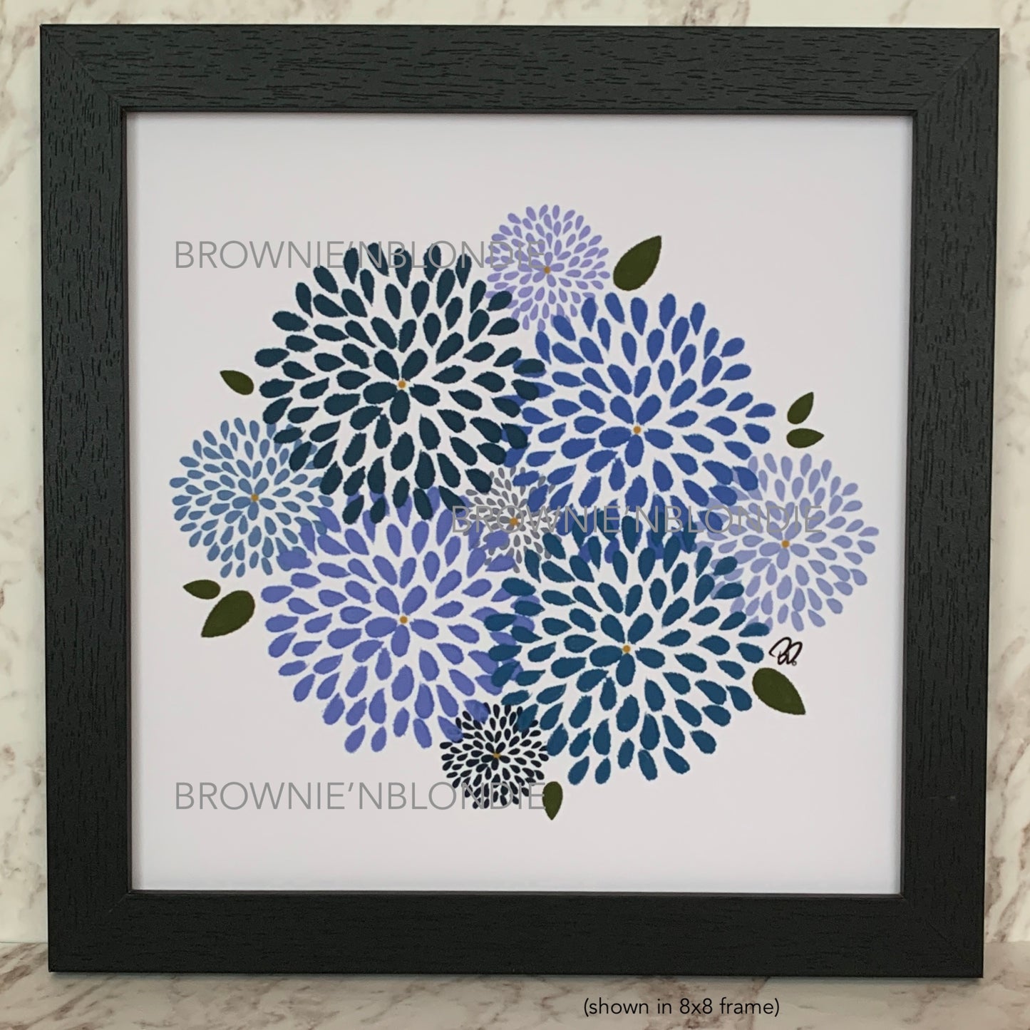 Framed Art Print -  Blue Mums