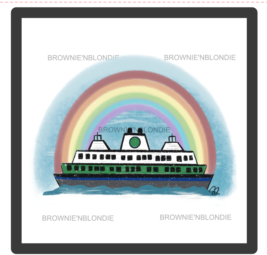 Framed Art Print - Rainbow Ferry Boat