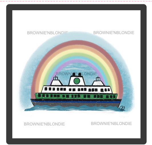 Framed Art Print - Rainbow Ferry Boat