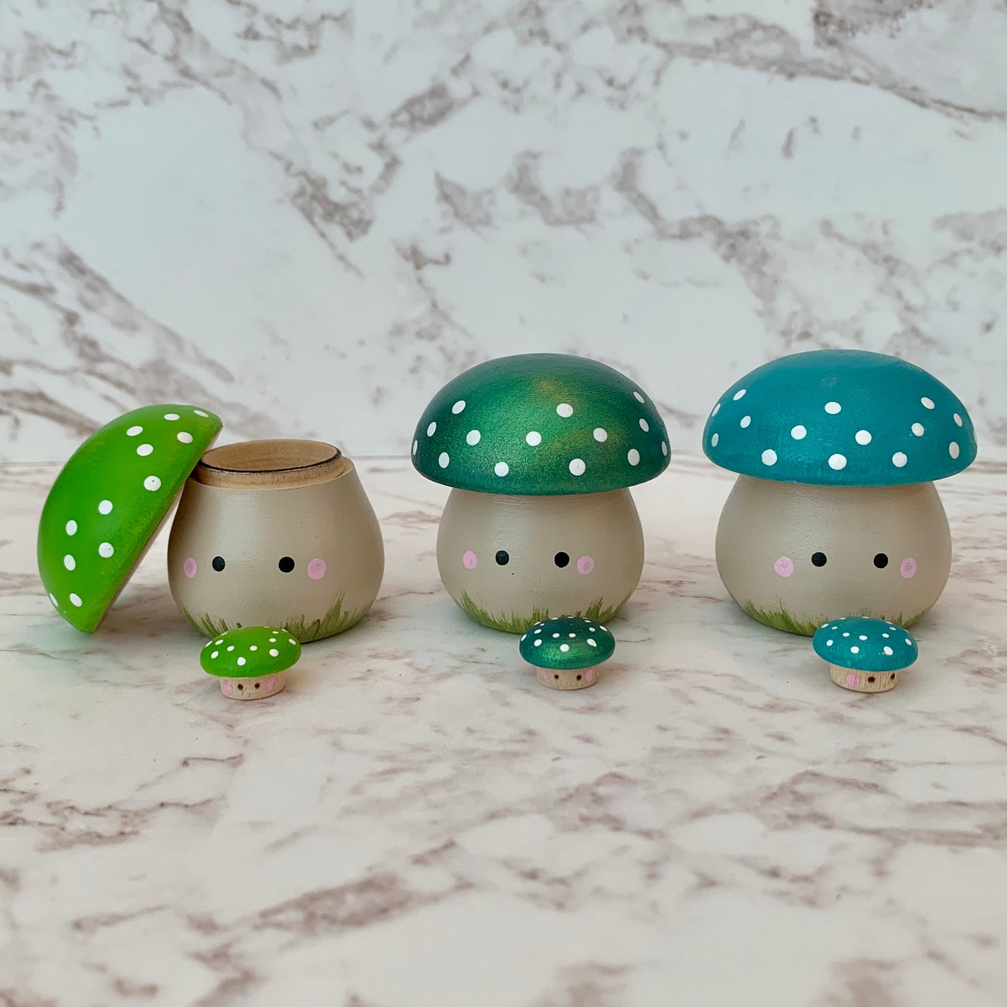 Mushroom Trinket Boxes (Greens)