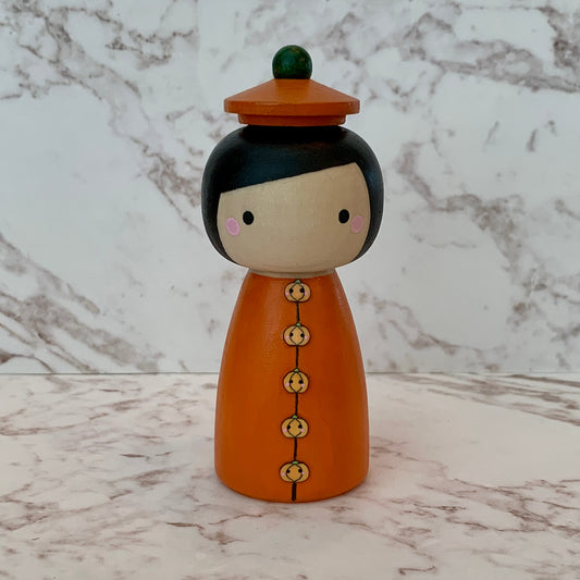 Medium Kokeshi Doll - Pumpkin