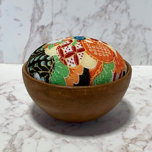 Pin Cushion Large Bowl - Orange Floral